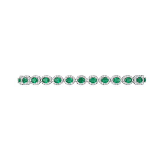 Emerald and Diamond Halo Bracelet