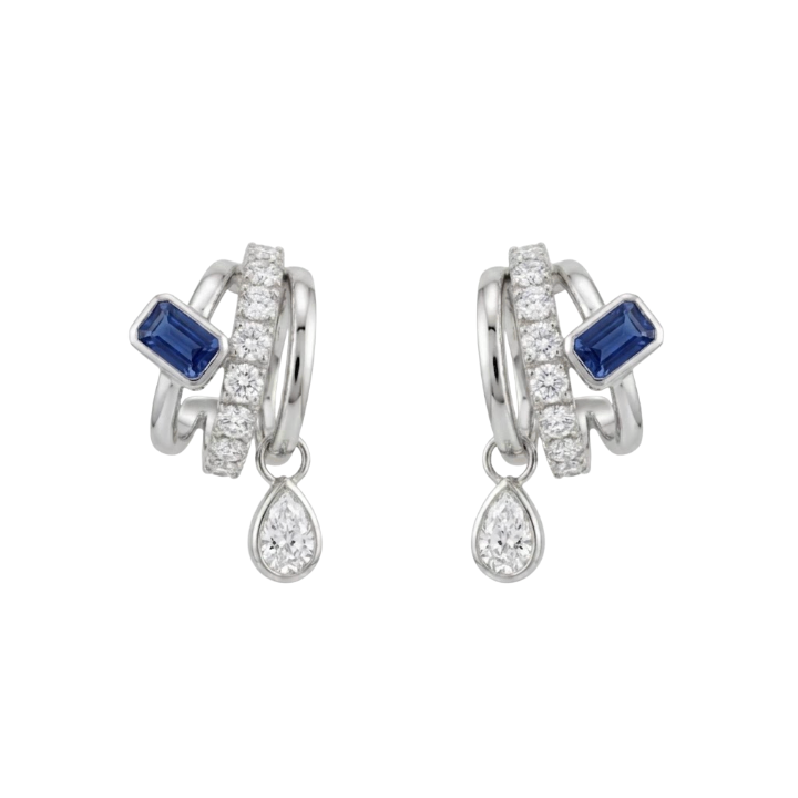 Aretes de zafiro con diamantes LAB