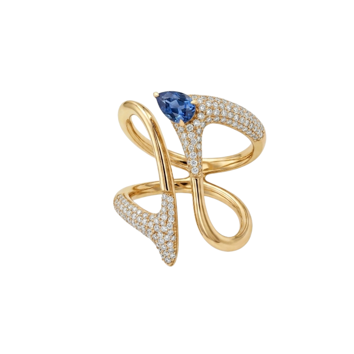 Anillo con zafiro y diamantes