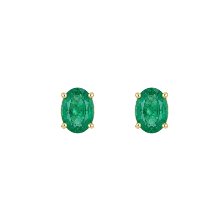 Aretes corte ovalado solitario de esmeralda