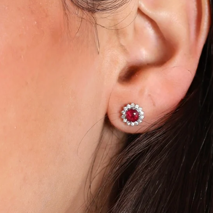 Aretes Rubí Diamantes