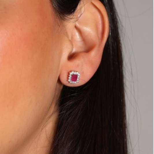 Aretes Rubí Diamantes