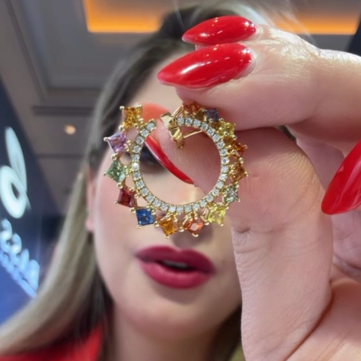 Aretes con zafiros y diamantes