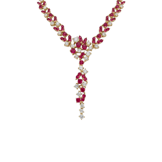 Collar de rubĂes y diamantes