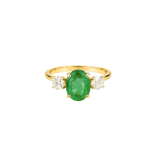 Anillo Esmeralda Oval Diamantes