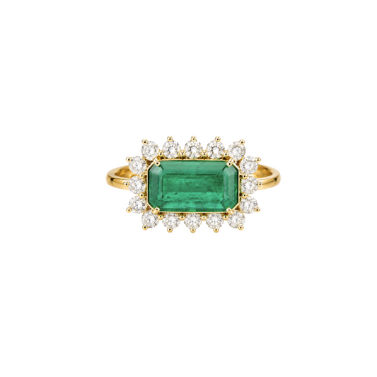 Anillo East-West Esmeralda Diamantes