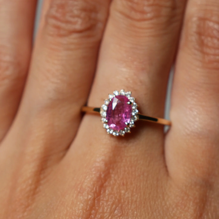 Anillo Zafiro Rosa Diamantes
