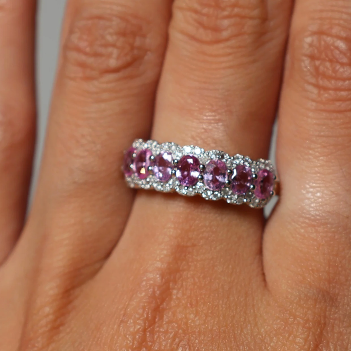 Pink Sapphire and Diamond Ring