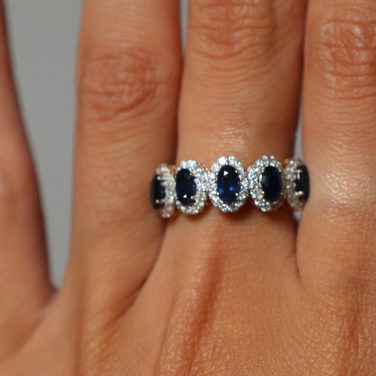 Anillo Zafiros Oval Diamantes