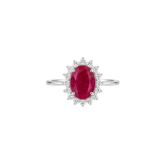 Anillo Rubí Oval Diamantes