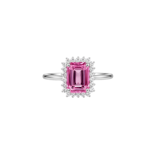Anillo Zafiro Rosa Diamantes