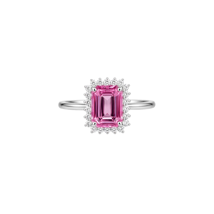 Anillo Zafiro Rosa Diamantes