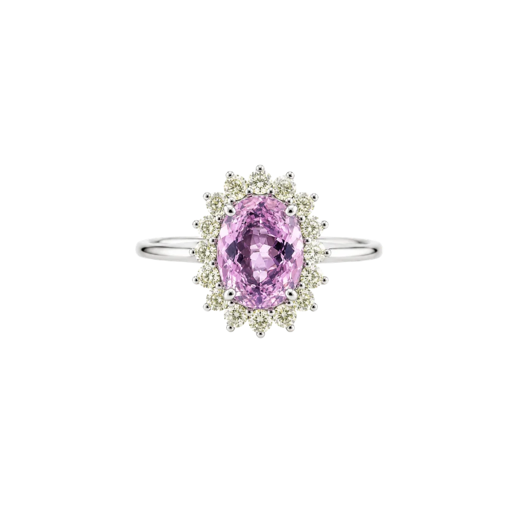 Anillo Zafiro Rosa Diamantes