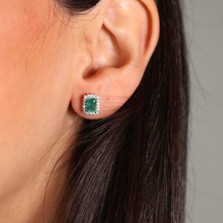 Aretes Esmeralda Diamantes
