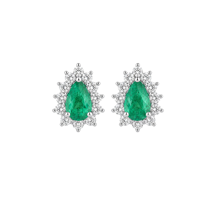 Aretes Esmeralda Pera Diamantes