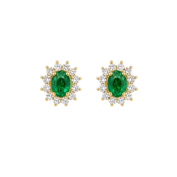 Aretes Esmeralda Oval Diamantes