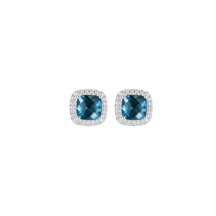 Aretes Topacio Azul Diamantes