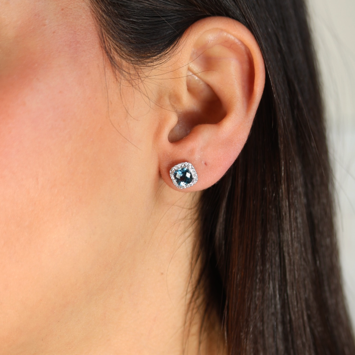 Aretes Topacio Azul Diamantes