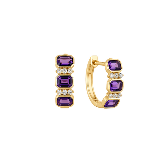 Hoops Amatista Diamantes