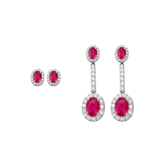 Aretes Rubi Diamantes 2 en 1