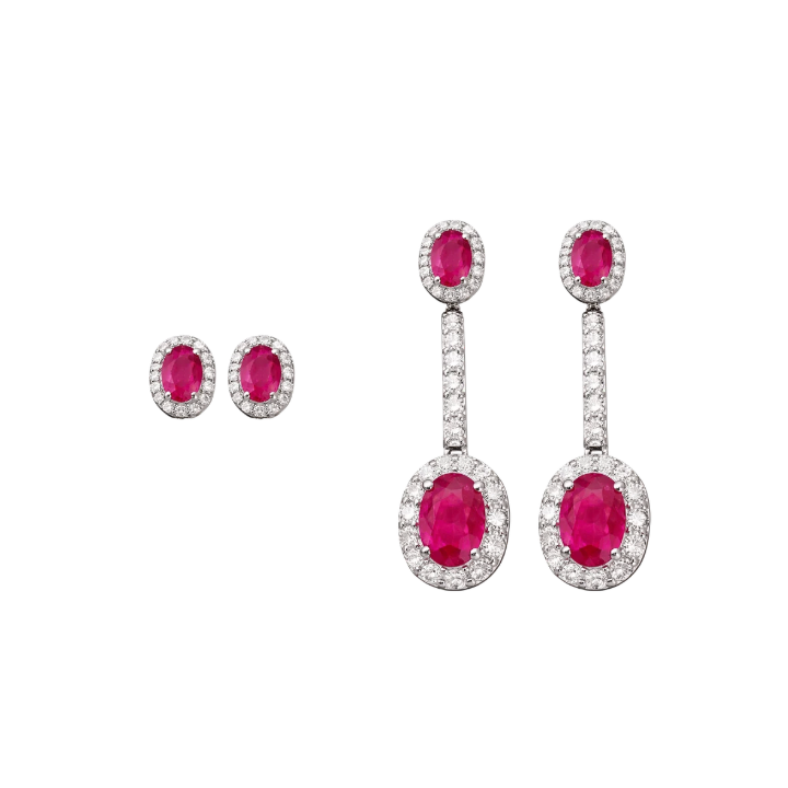 Aretes Rubi Diamantes 2 en 1