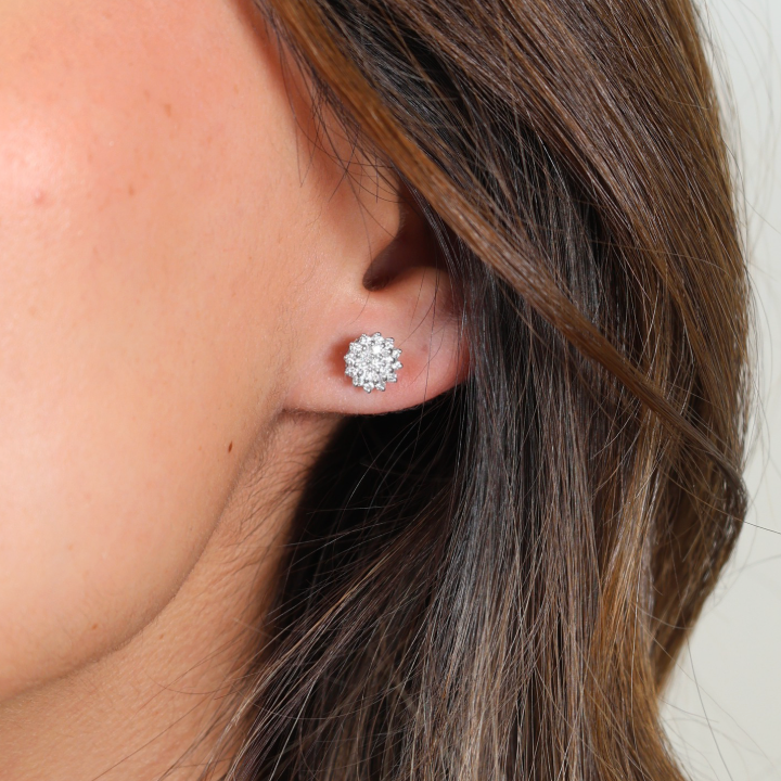 Aretes Diamantes Halo Diamantes