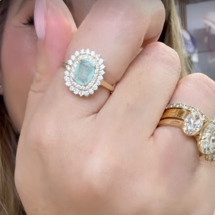Anillo Paraiba Doble Halo