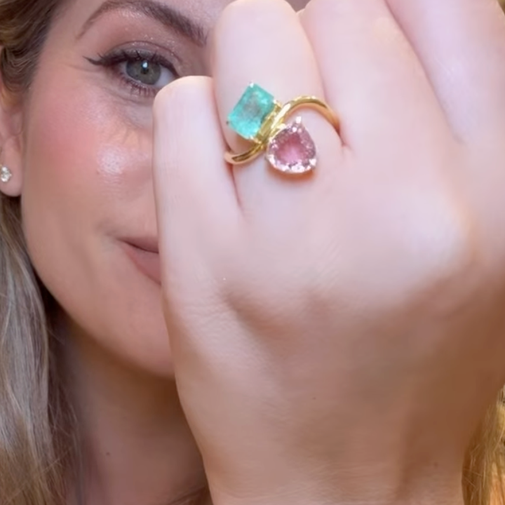 Anillo Esmeralda y Turmalina