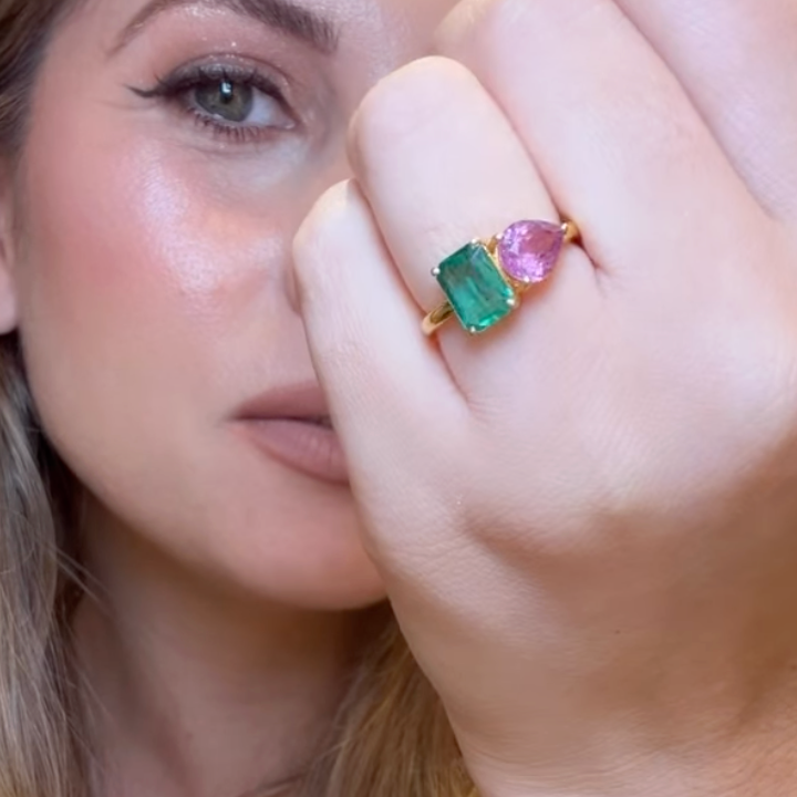 Anillo Esmeralda y Turmalina