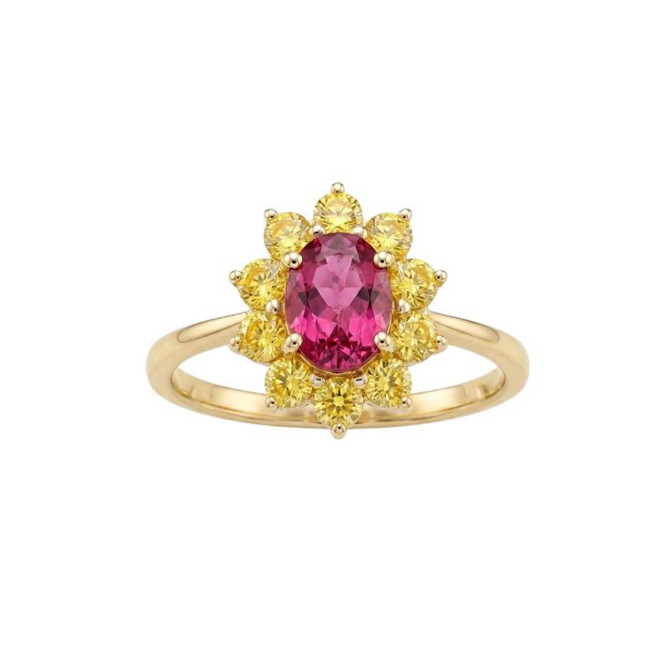 Anillo Turmalina y zafiro amarillo