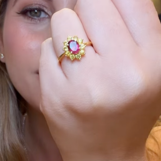 Anillo Turmalina y zafiro amarillo