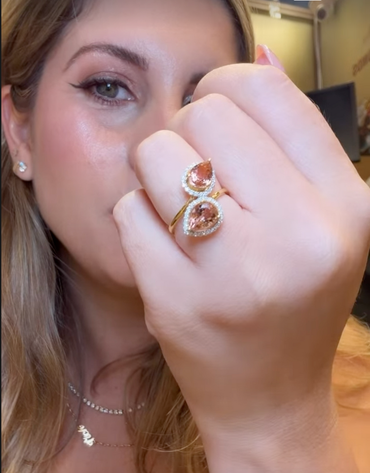 Anillo Toi et Moi Turmalina Diamantes