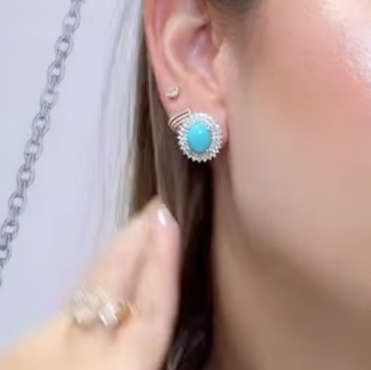 Aretes de turquesa y diamantes