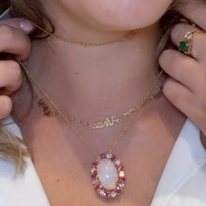 Dije de opalo con zafiro y diamantes