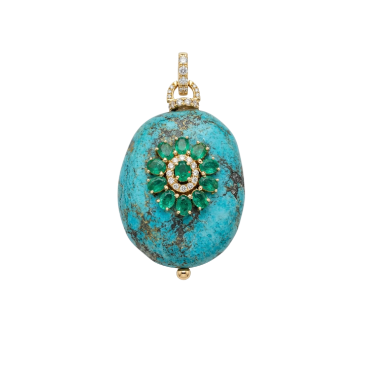 Dije Turquesa con Esmeraldas y Diamantes