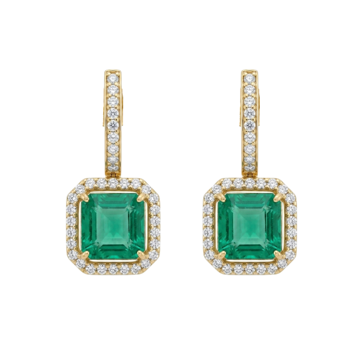 Aretes de Esmeralda con diamantes