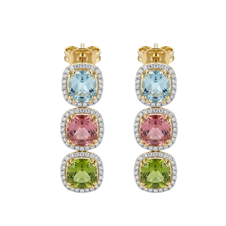 Aretes de Turmalina y Diamantes