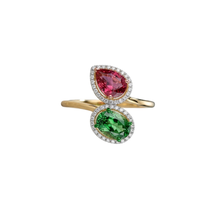 Anillo turmalina y diamantes