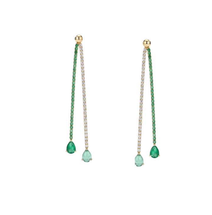 Aretes de esmeralda con diamantes