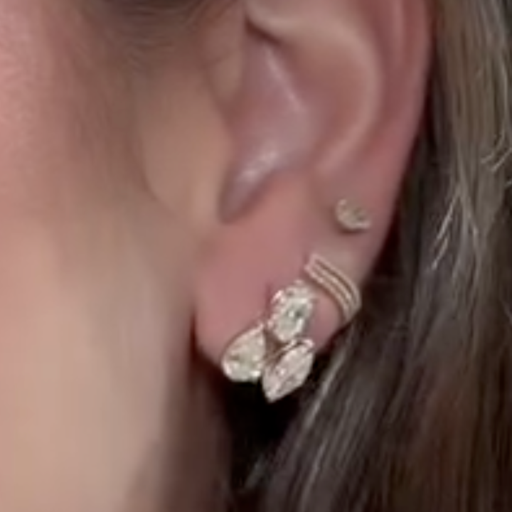 Aretes three stone de diamantes