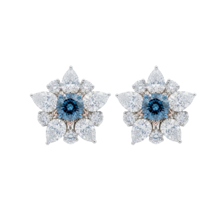 Aretes de Diamantes con Diamante azul