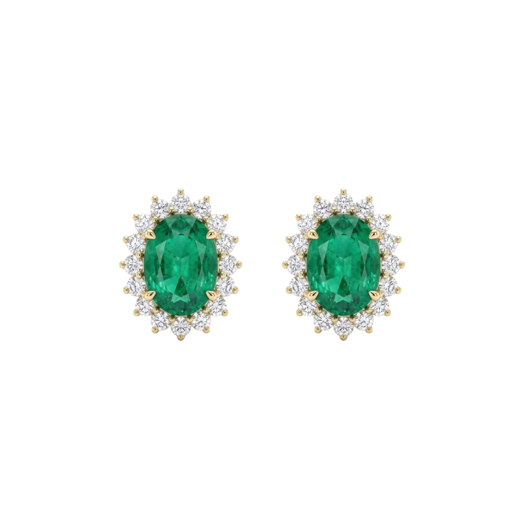 Aretes de Esmeralda ovalada con diamantes