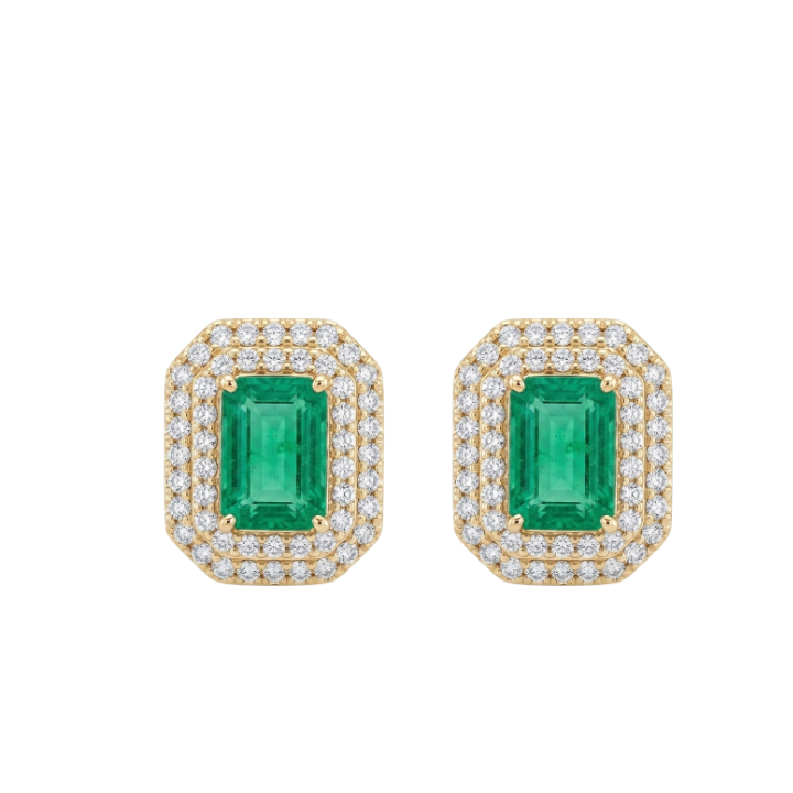 Stud de esmeralda con halo