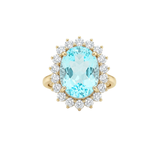 Anillo De Paraiba turmalina y diamantes