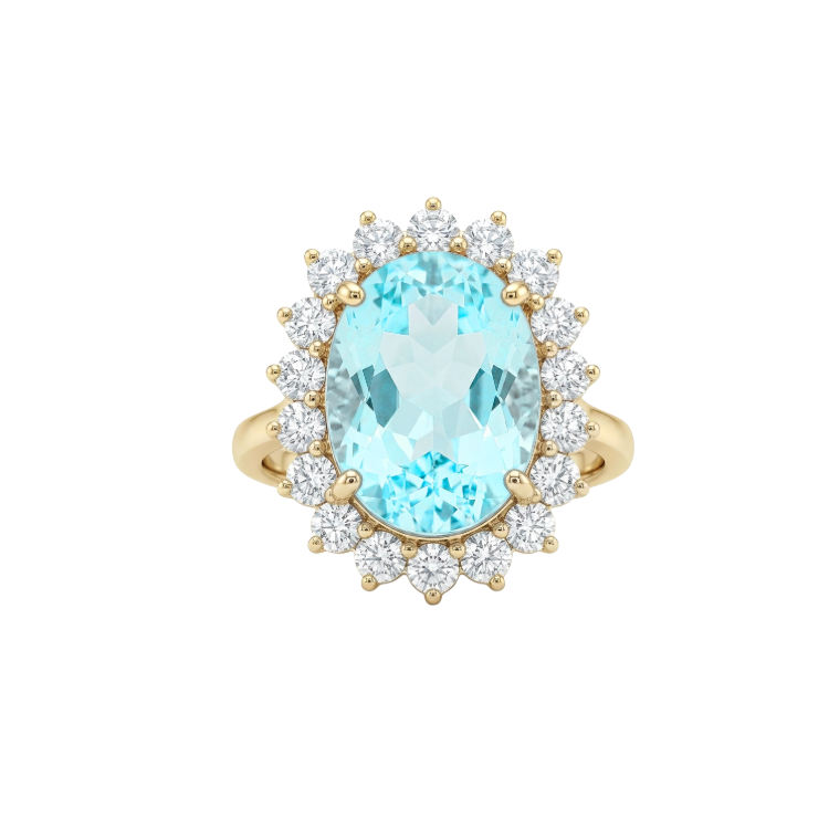 Anillo De Paraiba turmalina y diamantes