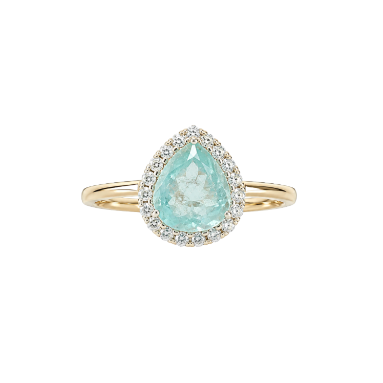 Anillo De Paraiba turmalina y diamantes