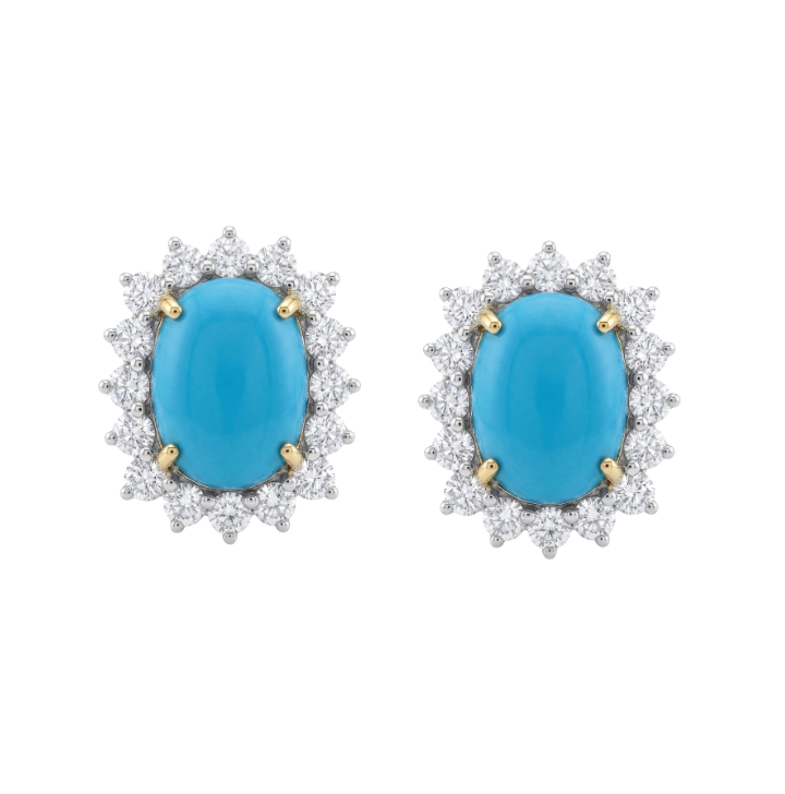Aretes de turquesa y diamantes
