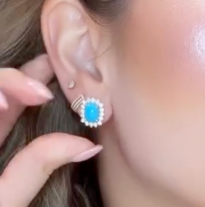 Aretes de turquesa y diamantes