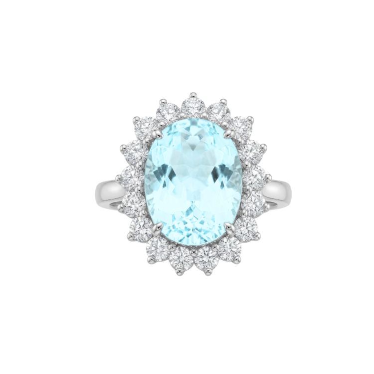 Anillo De Paraiba turmalina y diamantes