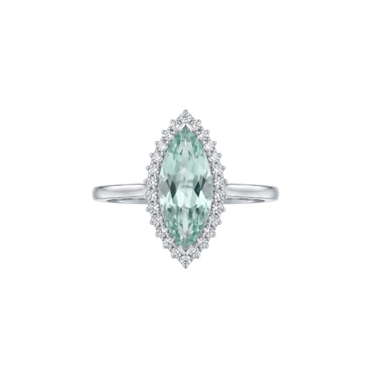Anillo De Paraiba turmalina y diamantes